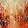 This is an original large cityscape painting.
Size: 36" x 48" x 1.5"
Sides of the canvas are painted gray.
Protective coat of satin varnish applied.
A wire for hanging is attached.
The painting is signed on the front and the back and delivered directly from my studio.