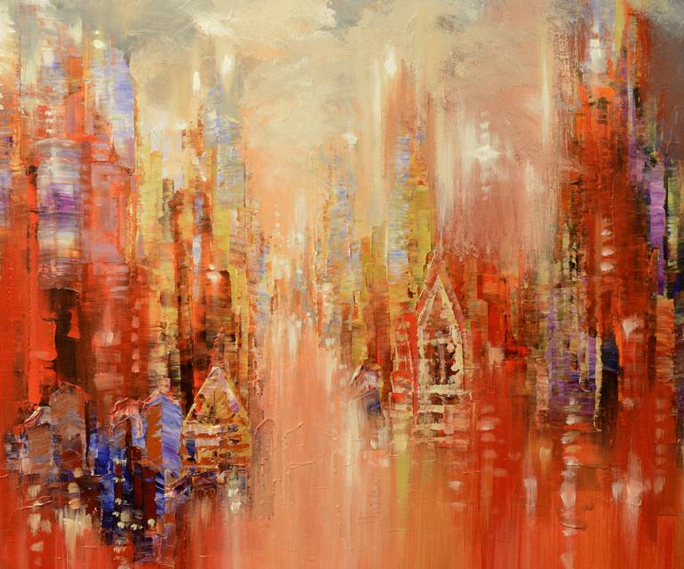 Original Abstract Expressionism Cities Painting by Tatiana Iliina
