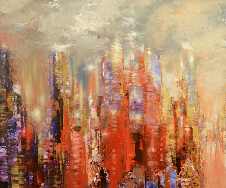 Original Abstract Expressionism Cities Painting by Tatiana Iliina