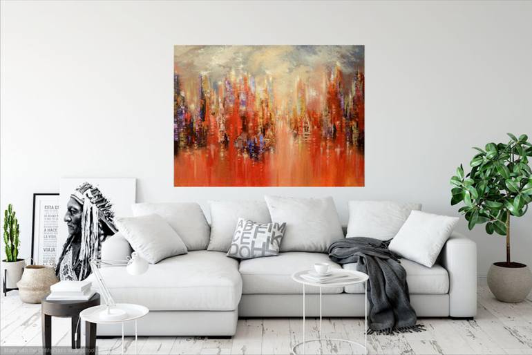 Original Abstract Expressionism Cities Painting by Tatiana Iliina