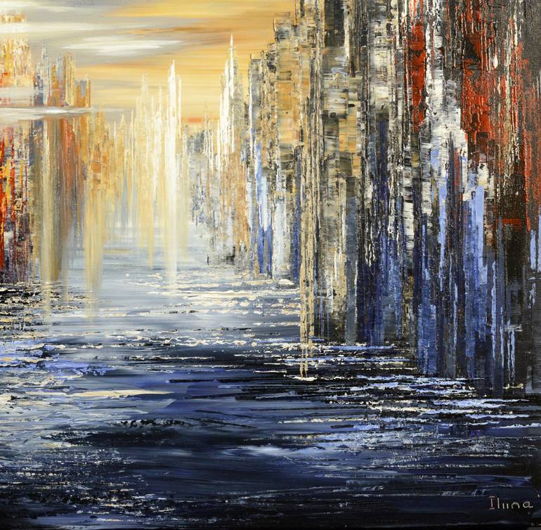 Original Abstract Cities Painting by Tatiana Iliina