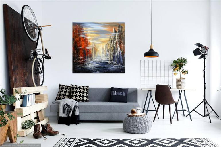 Original Abstract Cities Painting by Tatiana Iliina