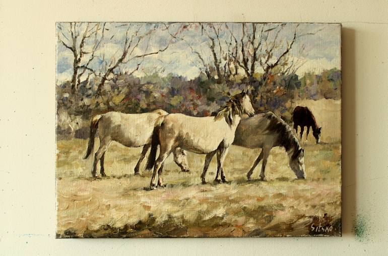 Original Folk Horse Painting by Andrei Sitsko