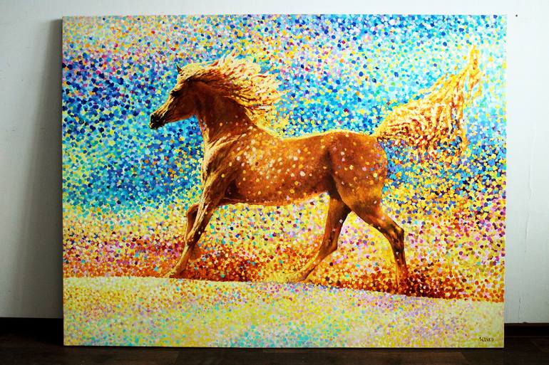 Original Impressionism Horse Painting by Andrei Sitsko