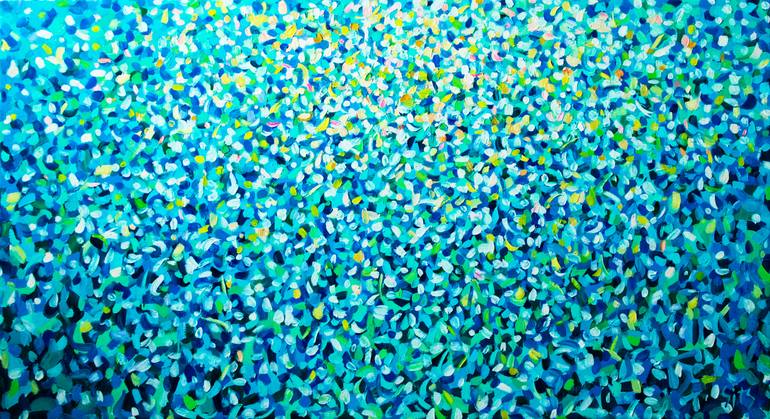 Original Seascape Painting by Andrei Sitsko | Abstract Expressionism Art on Canvas | Sun glare on the water.