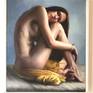 Framed in white edge wood. Hanging in Dacia Gallery,NY