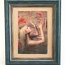"Beseech" mounted and framed in wood, hanging in Dacia Gallery, New York.