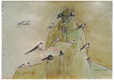 Birdman- composer feeding birds... thumb