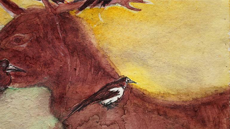 Original Folk Animal Painting by Remigiusz Dobrowolski