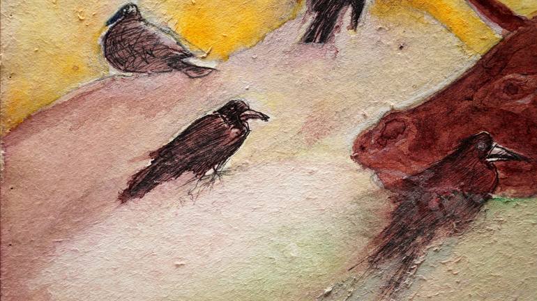 Original Folk Animal Painting by Remigiusz Dobrowolski