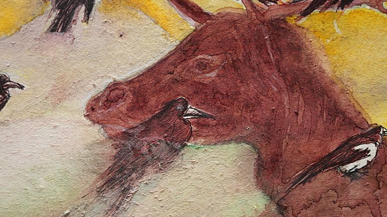Original Folk Animal Painting by Remigiusz Dobrowolski