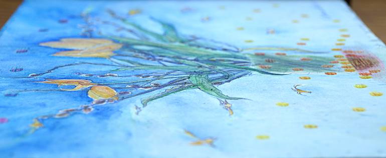 Original Art Deco Floral Painting by Remigiusz Dobrowolski
