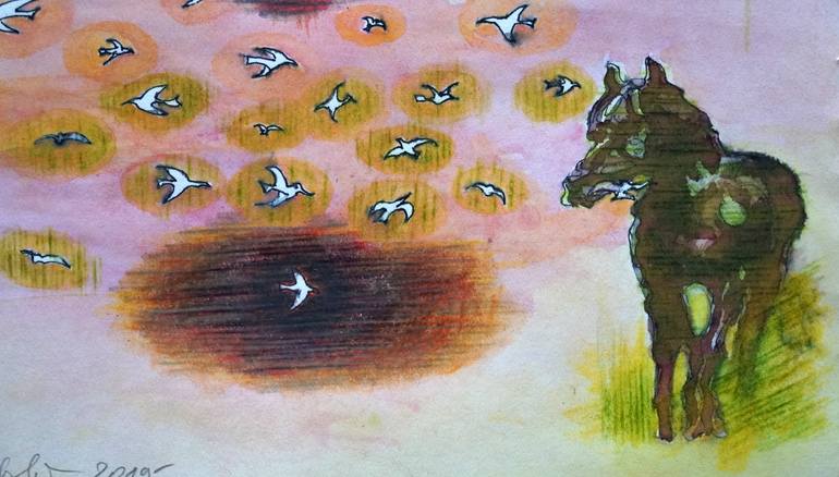 Original Dada Animal Painting by Remigiusz Dobrowolski