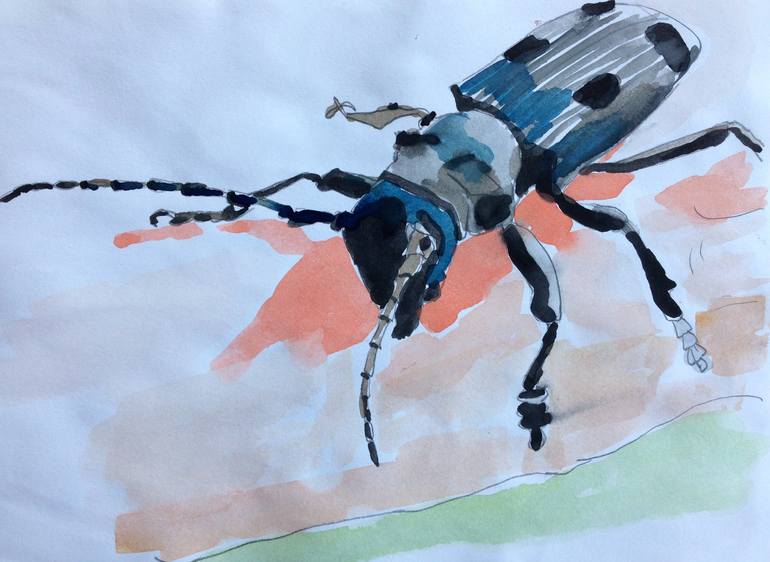 Long horn beetle Painting by Mike Bailey | Saatchi Art