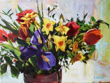 Original Fine Art Floral Paintings by Kat Wright