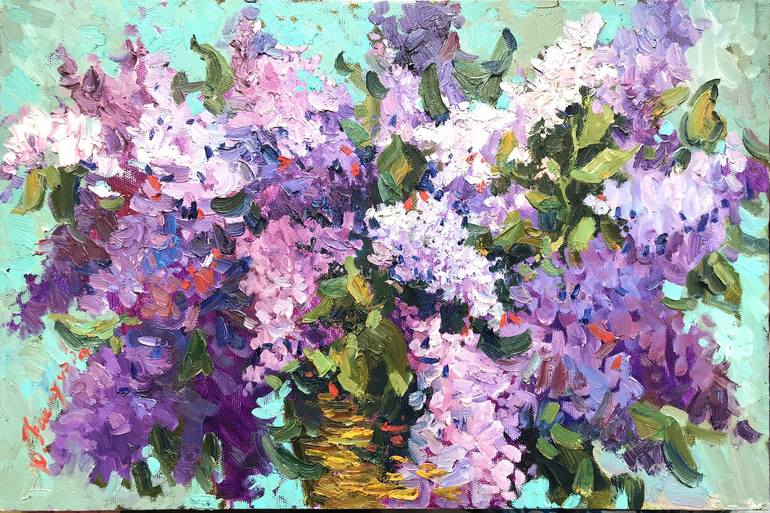 Purple lilac Painting by Yuliia Pastukhova | Saatchi Art