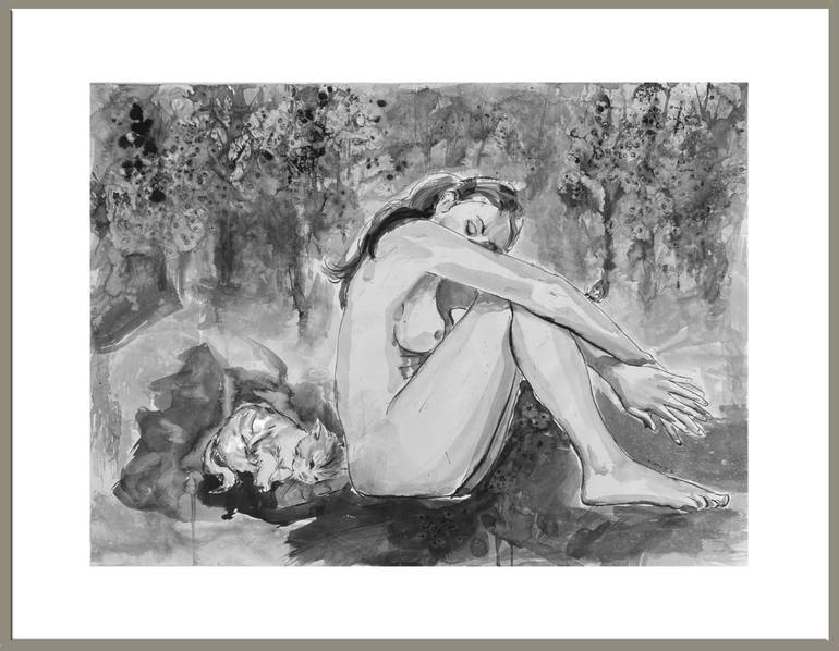 Original Conceptual Nude Drawing by Mary T Nguyen