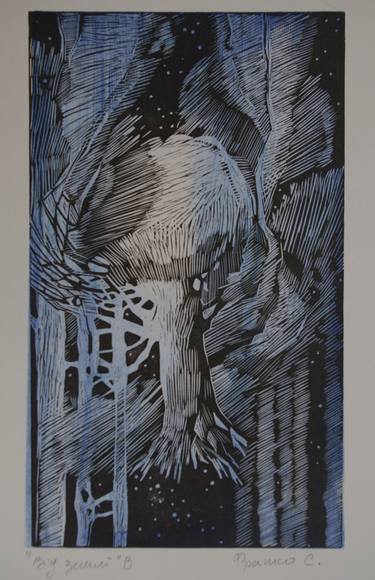 Original Abstract Tree Printmaking by Sviatoslav Franko