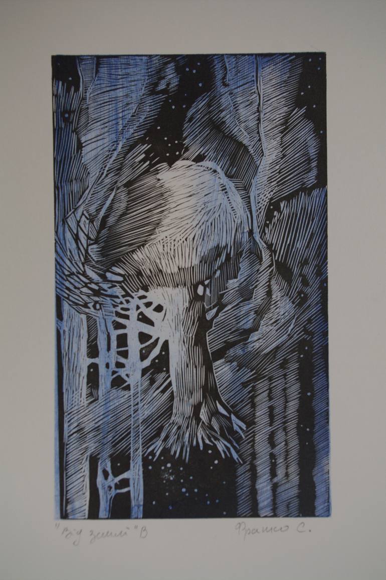 Original Abstract Tree Printmaking by Sviatoslav Franko