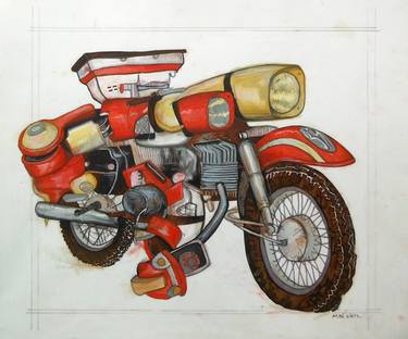 Print of Motorcycle Drawings by mike wetz