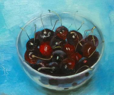 Cherries in a glass bowl thumb