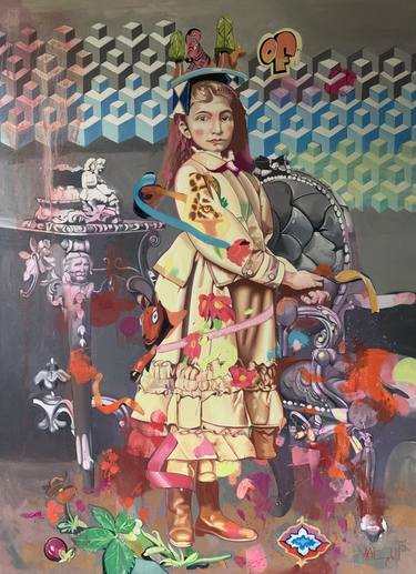 Saatchi Art Artist Lungu Alina Ada; Painting, “,,Costumed girl in an interior”” #art