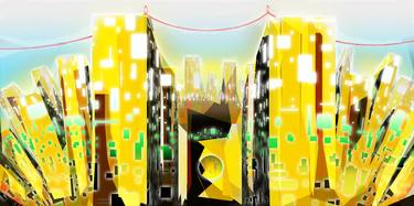 Original Abstract Cities Mixed Media by Shane Pickerill