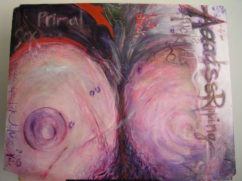 Original Abstract Erotic Painting by Rula Kaliroi