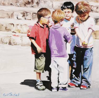 Original Figurative Children Paintings by Clotilde Nadel