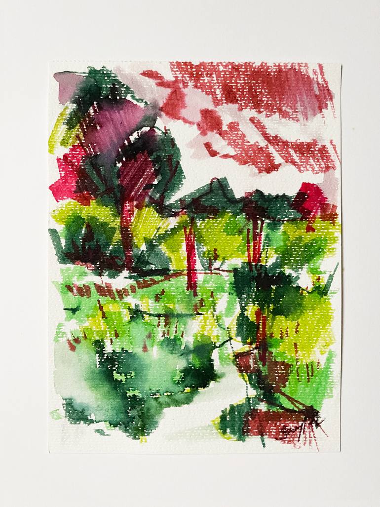 Original Impressionism Nature Mixed Media by Szabina Szenográdi