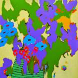 Bouquet in a Green striped vase. by Veta Barker
