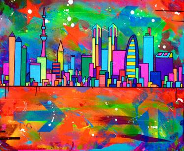 Print of Abstract Cities Paintings by Johnny Meyer