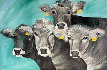 Original Realism Cows Paintings by Ilona van Burgel