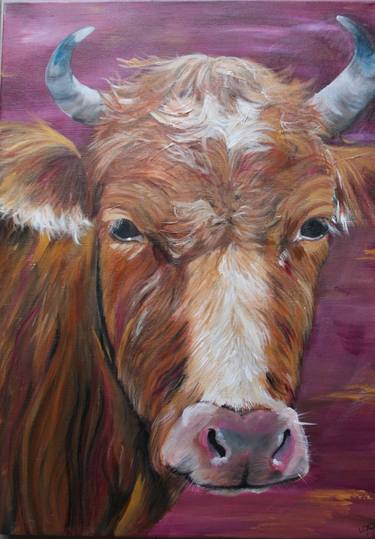 Original Realism Cows Paintings by Ilona van Burgel