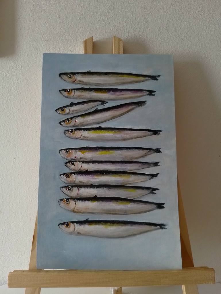 Original Impressionism Fish Painting by Gulbahara Green