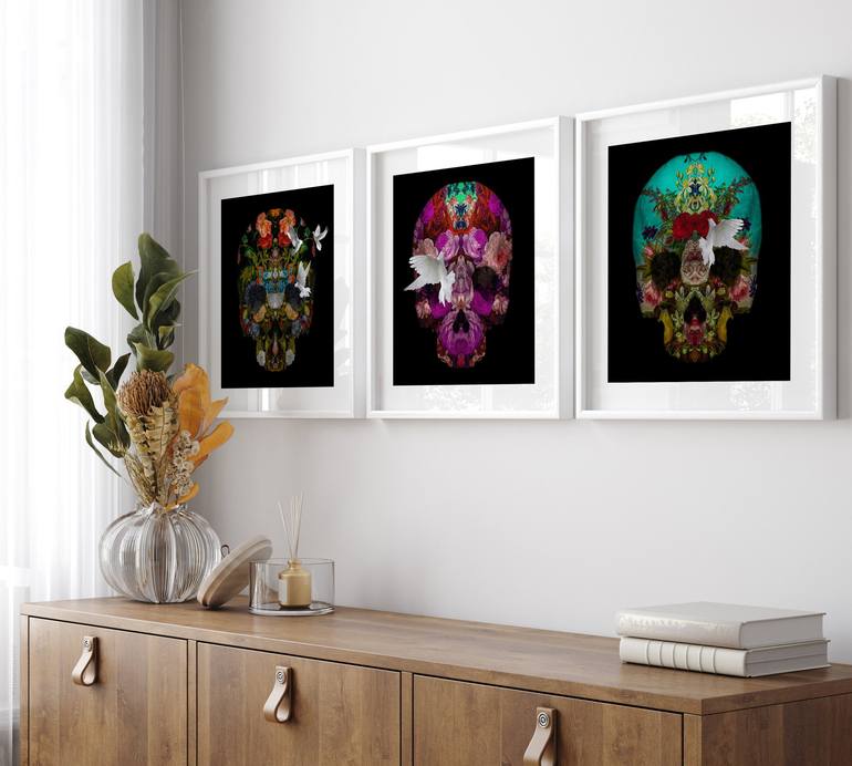 Original Skull Floral Digital by Steve Kalinda