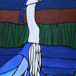 Blue heron in the moonlight by Rachel Olynuk