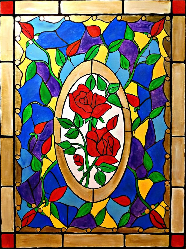stained glass windows roses