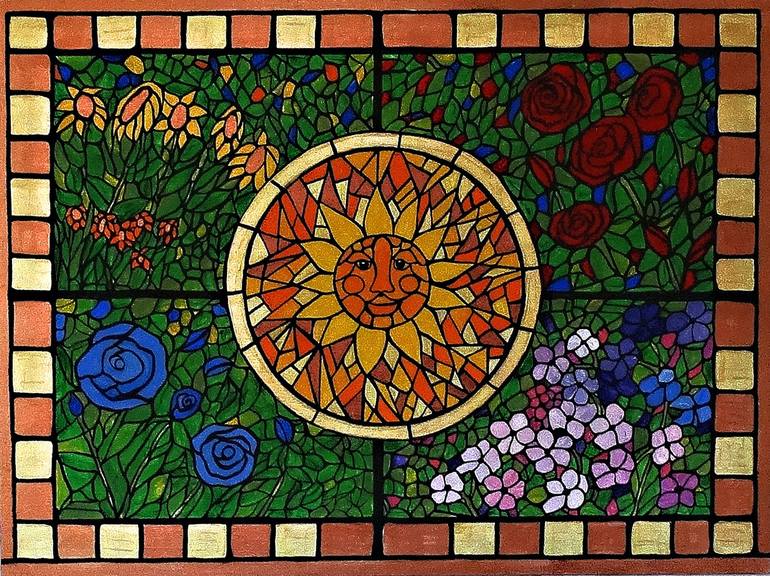 Sunflower mosaic Mosaic, Paintings, Stained Glass by Rachel Olynuk