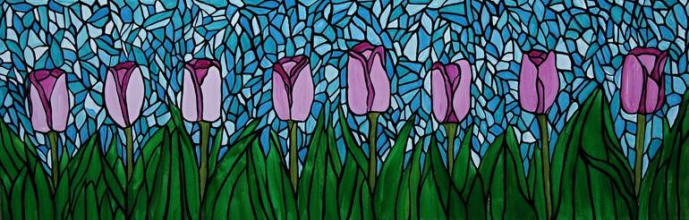 Original Floral Painting by Rachel Olynuk | Abstract Art on Canvas | The little tulip garden