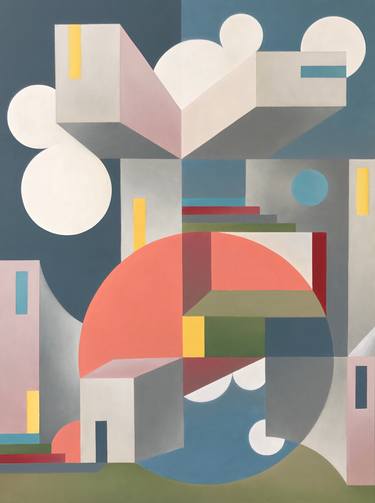 Print of Cubism Cities Paintings by Andrey Kozakov