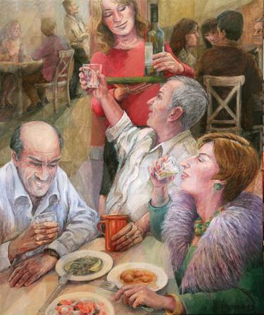 Original Figurative Food & Drink Paintings by NATASHA METAXA