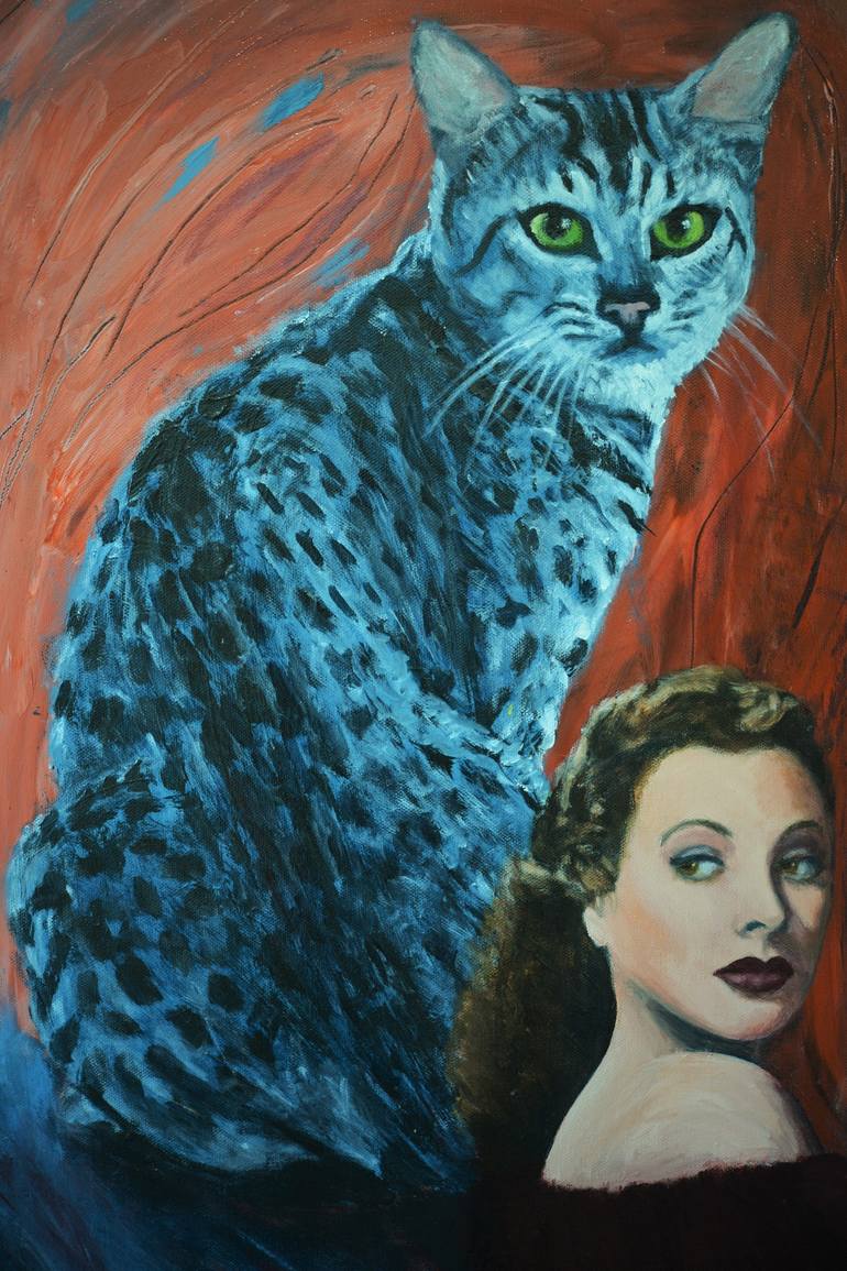 Original Surrealism Cats Painting by Jane Ianniello