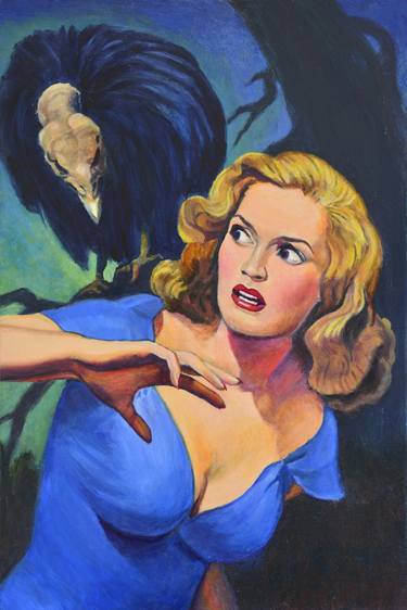 Forbidden Forest - Original pulp magazine cover painting buzzard thumb