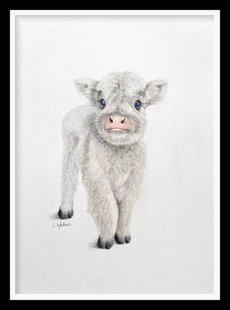 Original Contemporary Cows Drawing by Catherine Wallace
