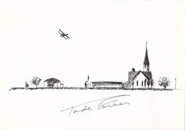 Original Expressionism Places Drawings by Tade Garben