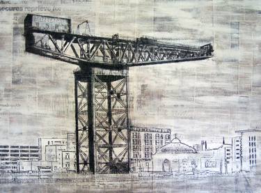 Saatchi Art Artist Fiona Cockburn; Mixed Media, “Glasgow Grit - Finnieston Crane” #art
