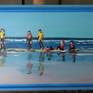 Children having a surfing lesson on a beach in Brittany, France.
It's summer time, it's a beautiful day.
I've called it the little ducks because they make me think of little ducks with their mother when they go to the water for the first time!
Signed, dated, framed in wooden blue frame