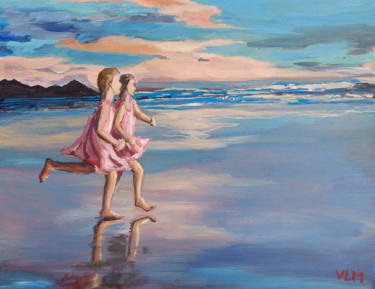 Original Impressionism Children Painting by Valérie LE MEUR