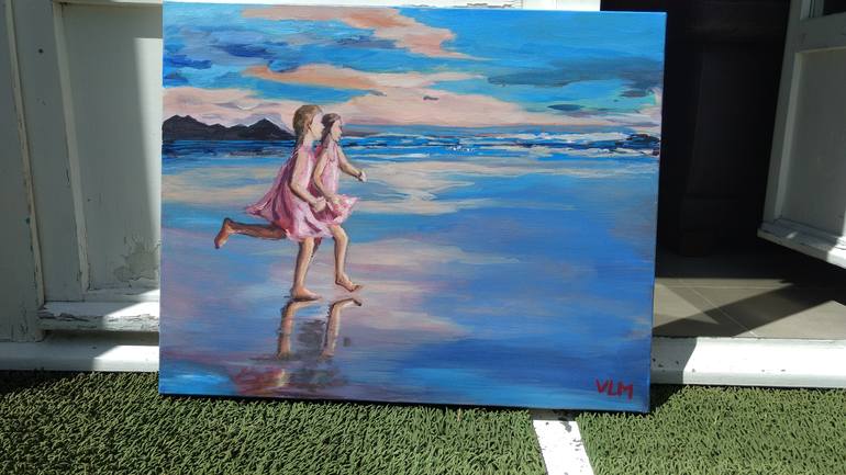 Original Impressionism Children Painting by Valérie LE MEUR